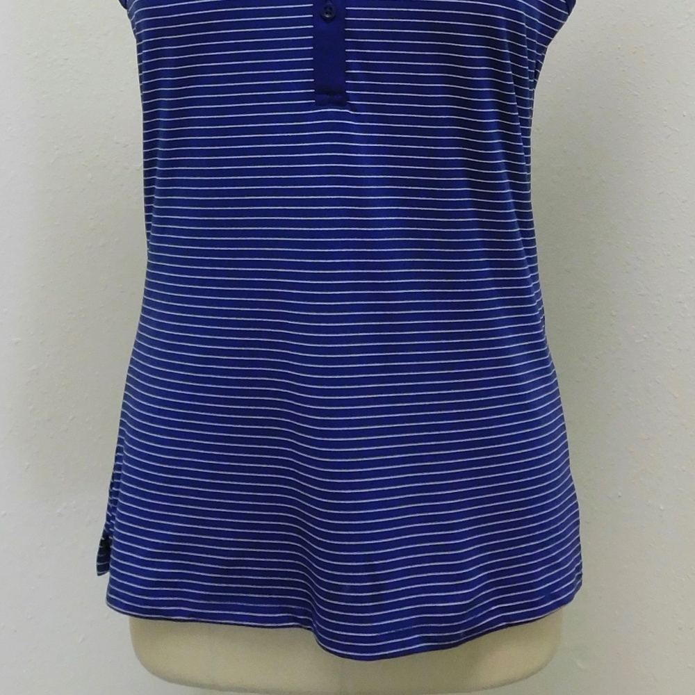 UNDER ARMOUR ~ Zinger Sleeveless Polo BLUE Stripe_3